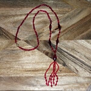 Elegant Vintage Red Glass Beaded Necklace